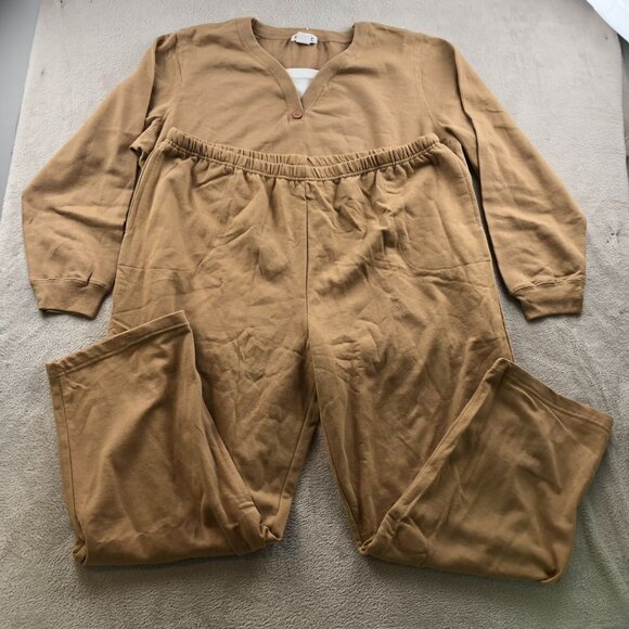 Blair Womens Two-Piece Lounge Top & Pants Set Size 2XL Pullover Brown Travel - Picture 16 of 16